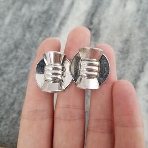 Vintage Kreisler Retro Silver Tone Clip On Earrings, 50s Style Design, Estate